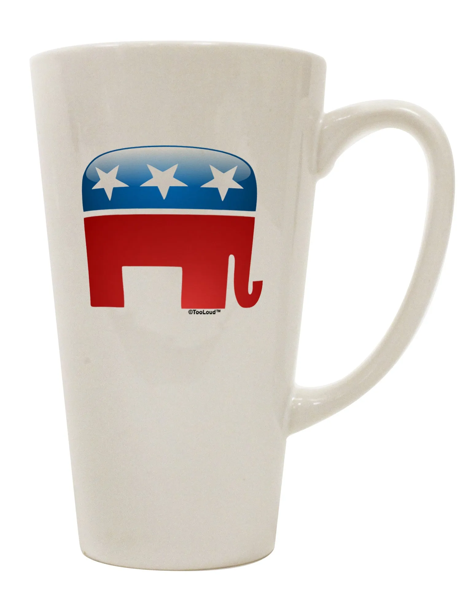 16 Ounce Conical Latte Coffee Mug featuring the Republican Bubble Symbol - Expertly Crafted Drinkware TooLoud