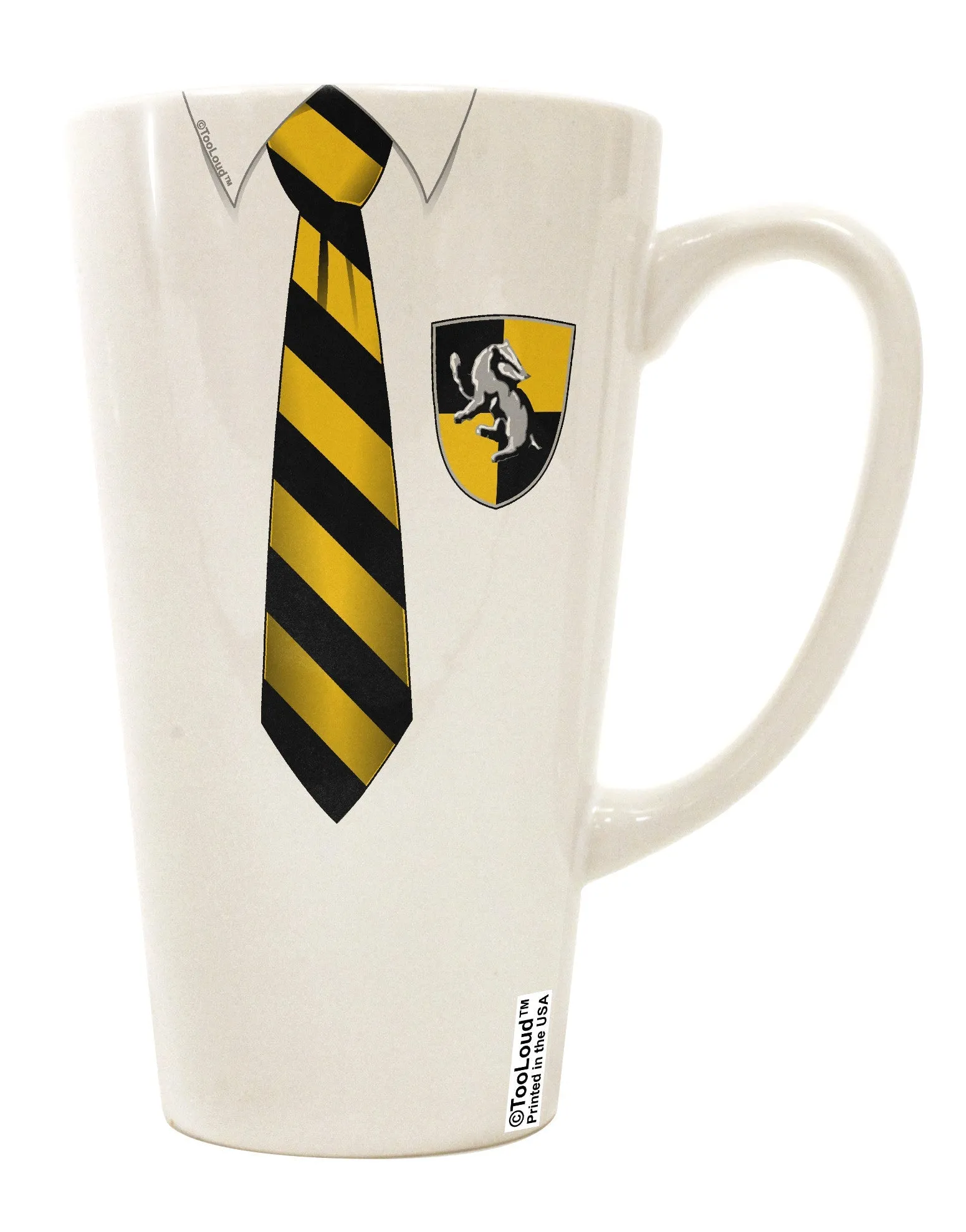 16 Ounce Conical Latte Coffee Mug with Wizard Uniform Yellow and Black AOP All Over Print - TooLoud