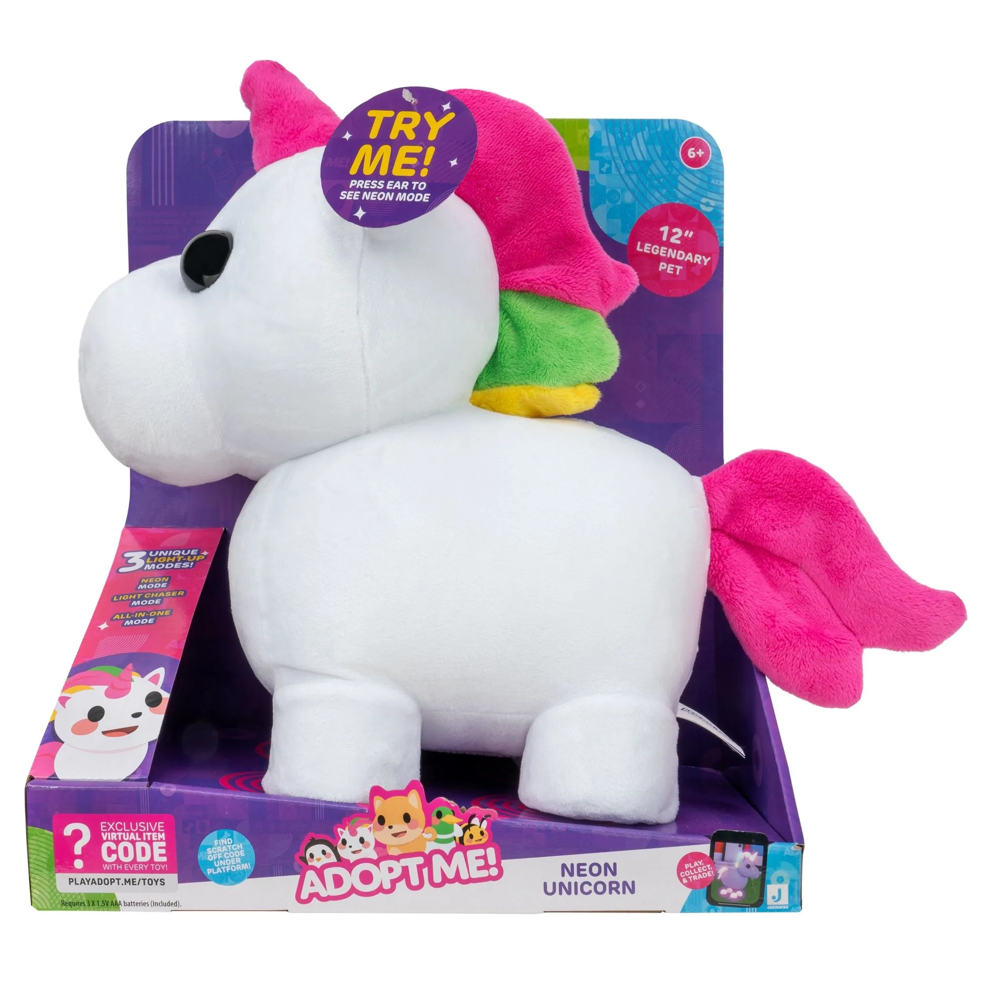 Adopt Me! Neon Unicorn 12 Inch Light-Up Plush Mega-Neon Unicorn