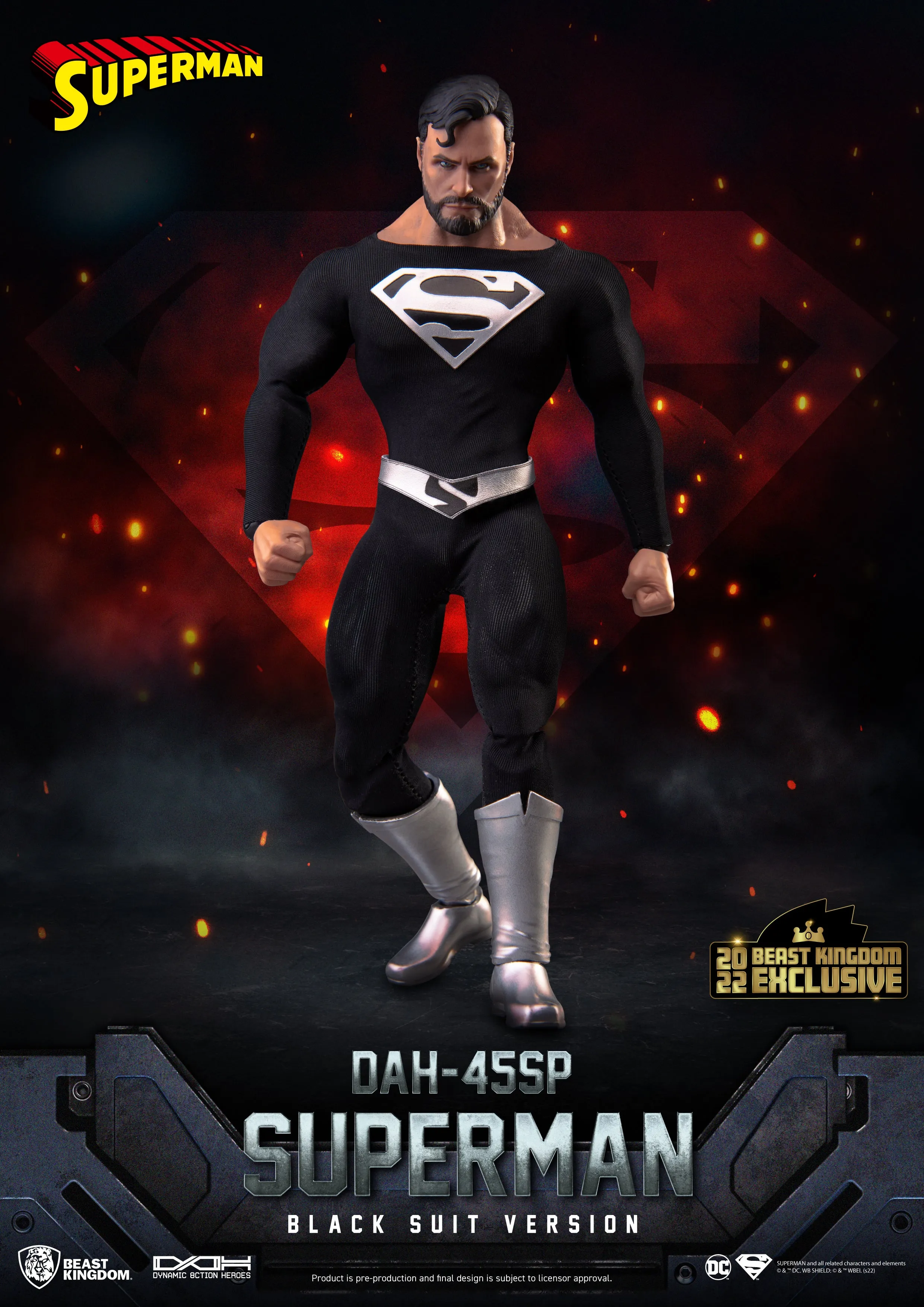 Beast Kingdom DAH-045SP WARNER BROS DC COMICS Superman Black Suit 1:9 Scale Dynamic 8ction Heroes Action Figure