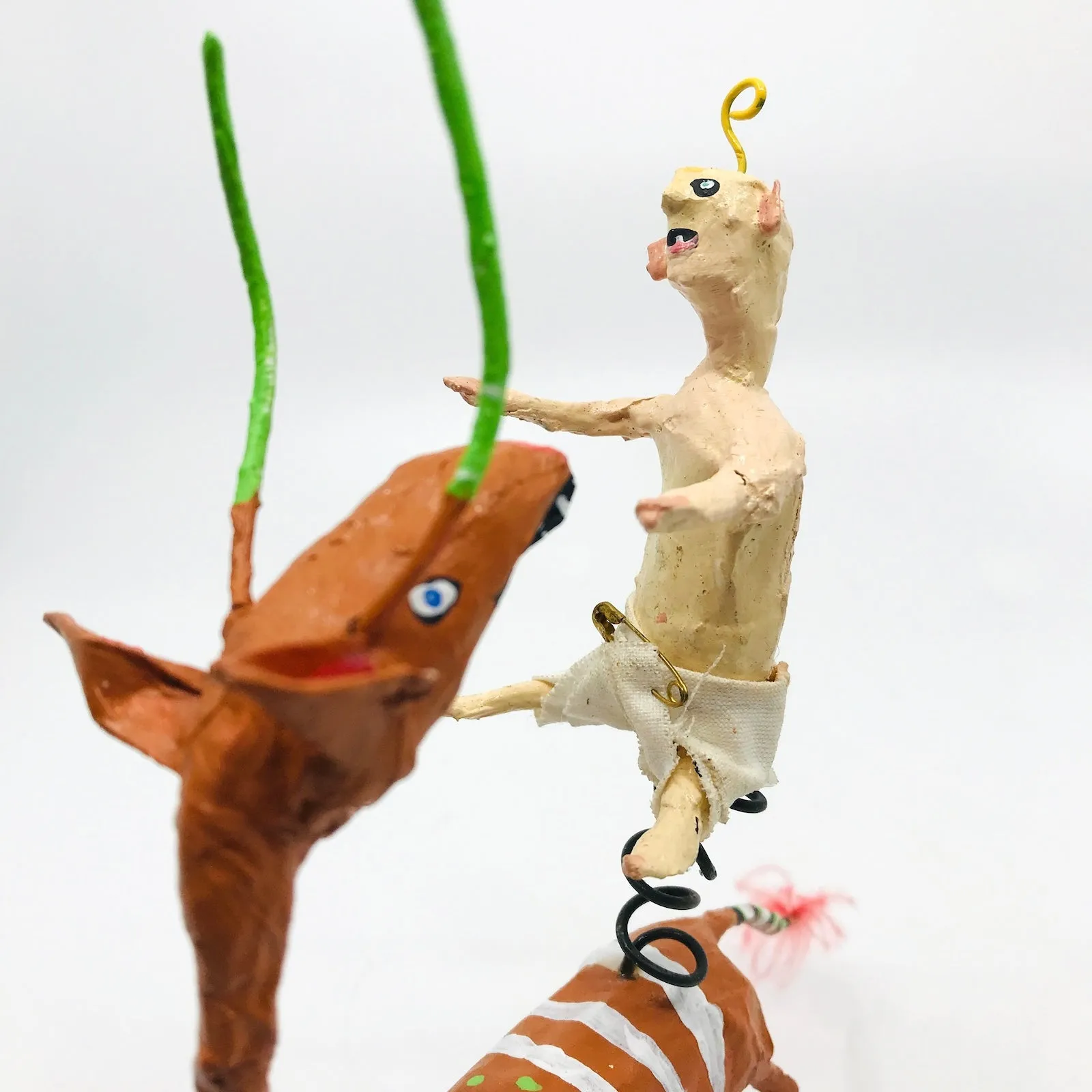 Bouncing Baby with Creature, Papier Mache Sculpture by Erin Robertson