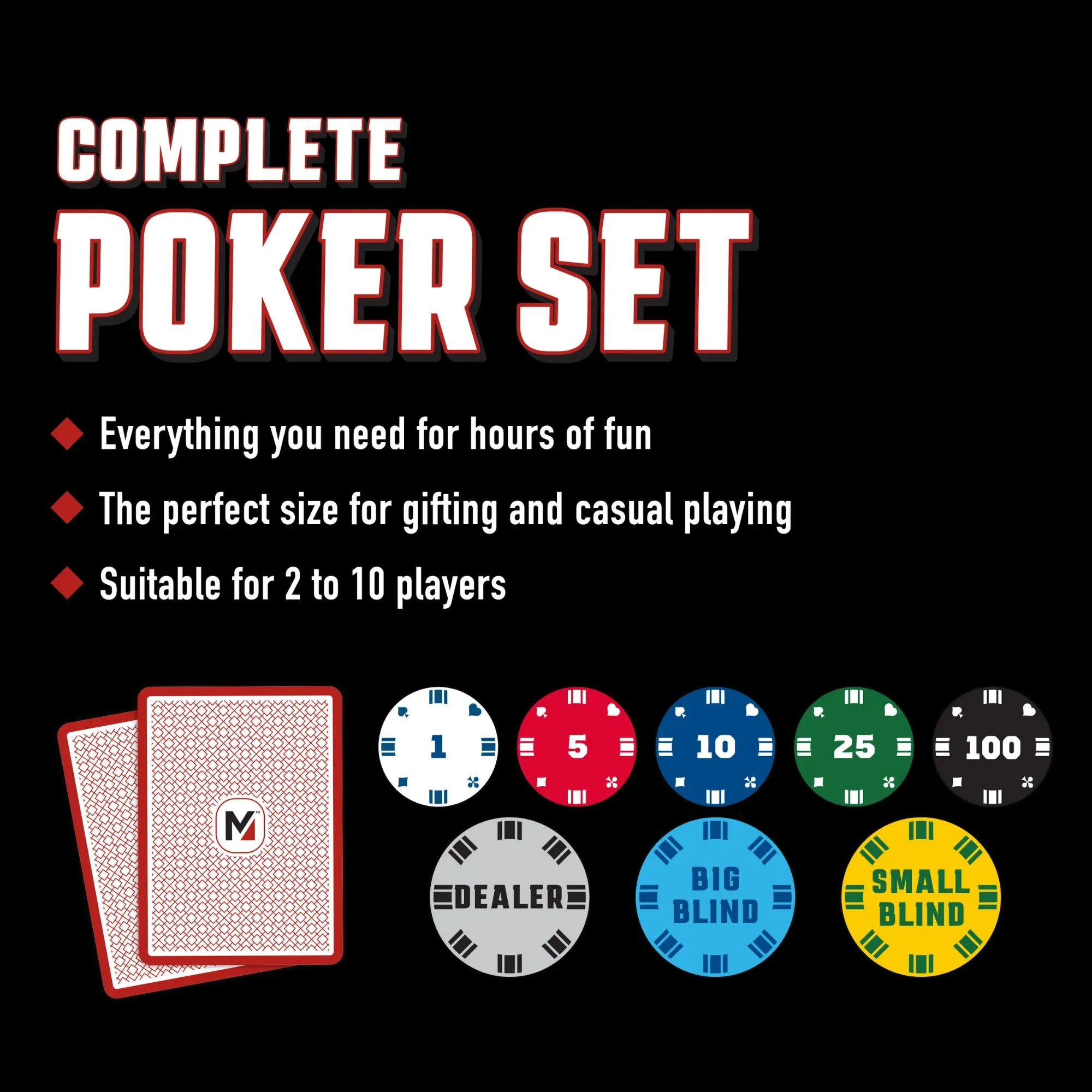 Complete Poker Set, Texas Hold'em Poker Set and Blackjack Card Game, for All Ages, 207 Piece Count, by MinnARK Sports