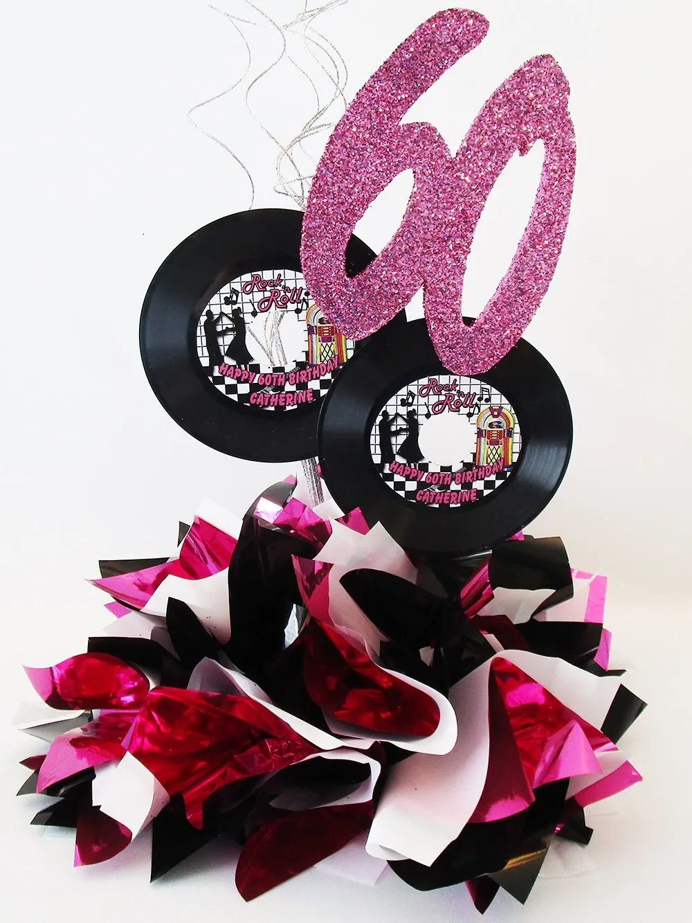 Customized 45 records, with Metallic Tissue Base & Number centerpiece