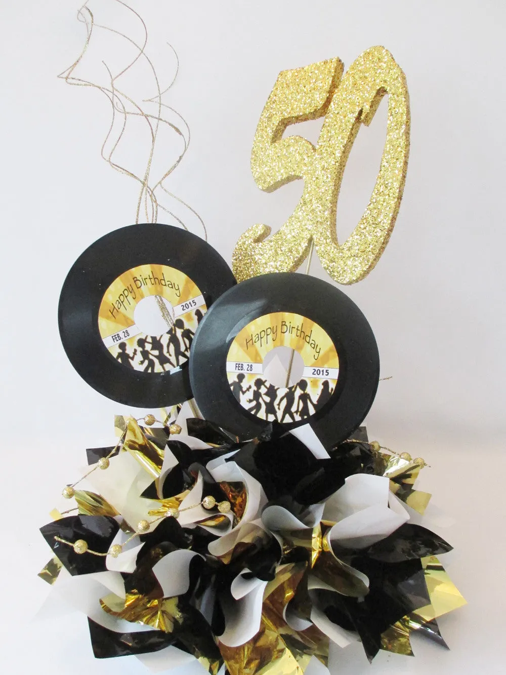 Customized 45 records, with Metallic Tissue Base & Number centerpiece