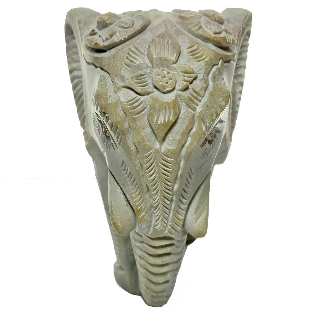 Grey Slate Stone Texture Seamless Collectible Figurine Indian Elephant with Baby