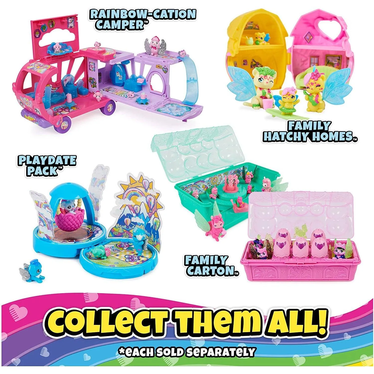Hatchimals CollEGGtibles, Rainbow-Cation Wolf Family Carton with Surprise Playset.