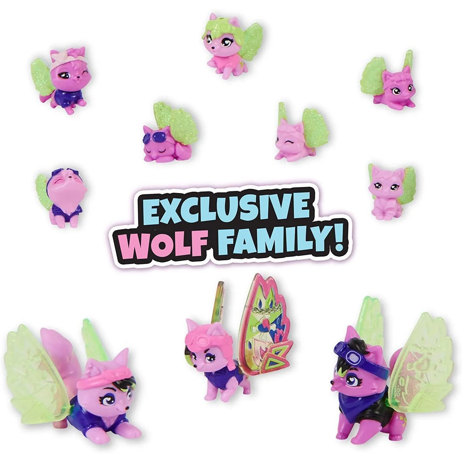 Hatchimals CollEGGtibles, Rainbow-Cation Wolf Family Carton with Surprise Playset.
