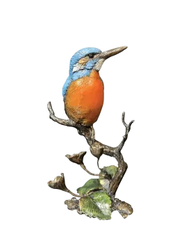 Richard Cooper Kingfisher with Meadow Marsh Solid Bronze Sculpture (With Presentation Box)