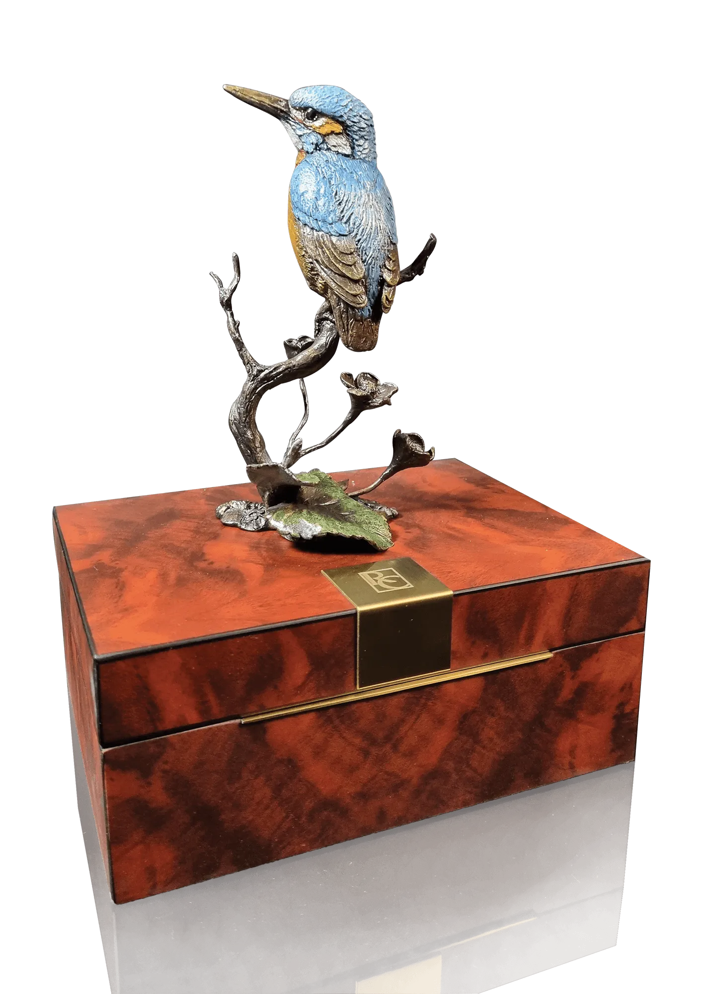 Richard Cooper Kingfisher with Meadow Marsh Solid Bronze Sculpture (With Presentation Box)