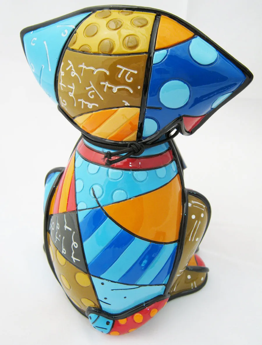 Romero Britto Boxer Dog Ceramic Sculpture Color Gift Decor Home Authentic New !!