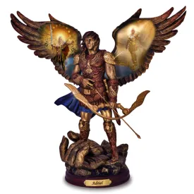 The Bradford Exchange Archangels of Light Bronze Sculpture Collection Issue #28 'ADRIEL: GOD IS MY HELP' Inspired by Renaissance Art Hand-Painted with Metallic Highlights by Howard David Johnson 10-Inches
