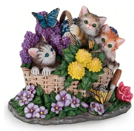 The Bradford Exchange Butterfly Playmates Seasons in the Garden Sculpture Collection Issue #5 Lifelike Kittens Hand Painted & Hand Crafted Sculpture by Kayomi Harai 7-inches