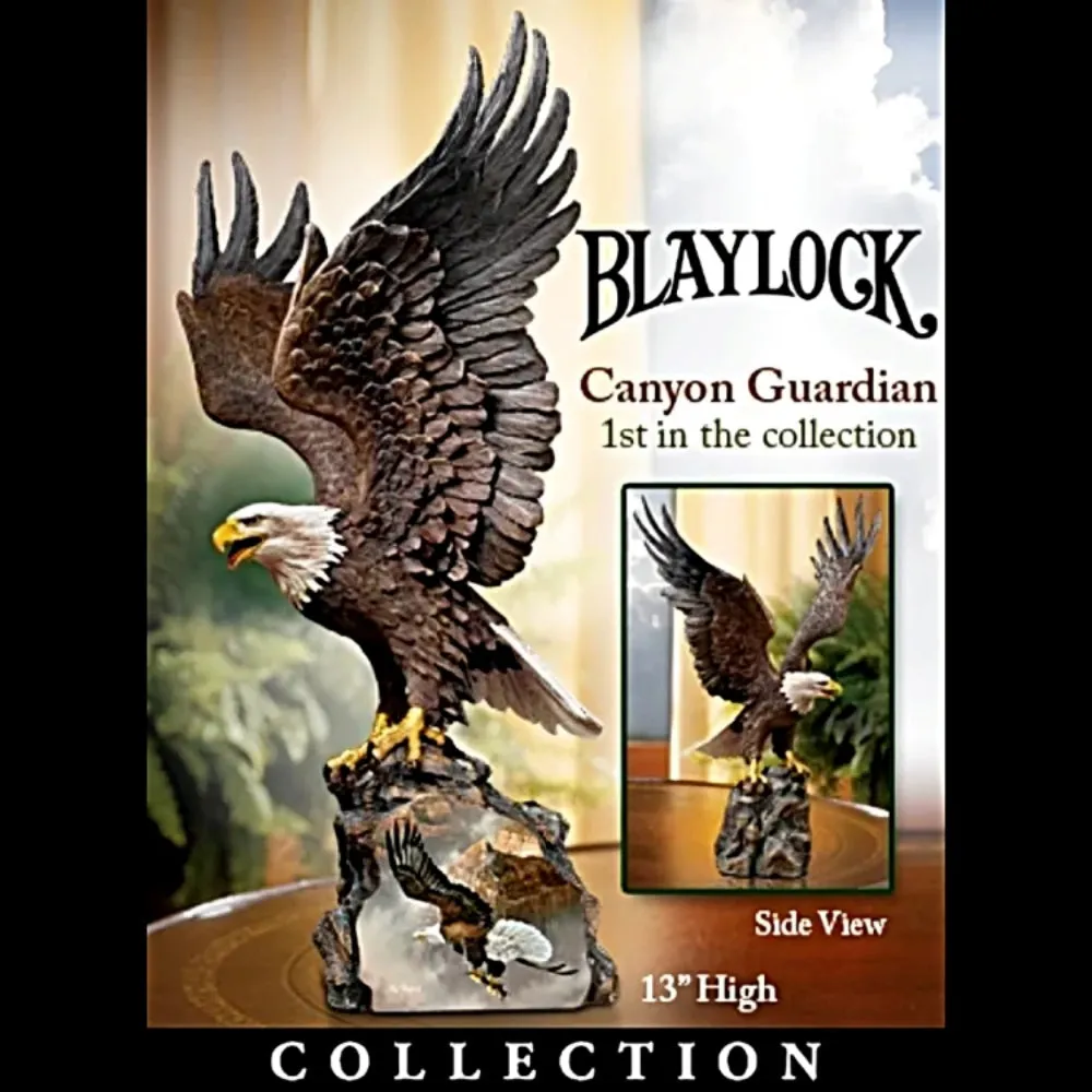 The Bradford Exchange Canyon Guardian Eagle Sculpture Handcrafted Tribute to Wildlife Guardians Winged Protectors Sculpture Collection Issue #1 by Ted Blaylock 13-inches