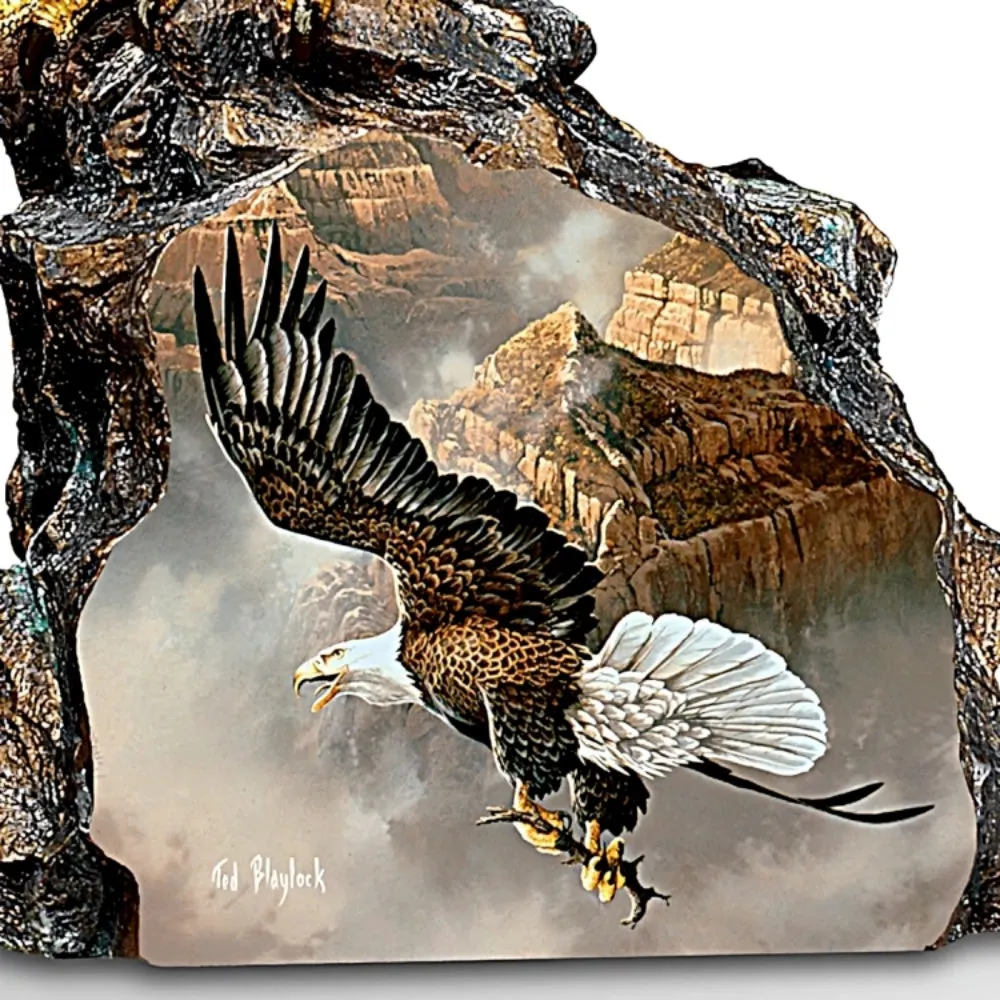 The Bradford Exchange Canyon Guardian Eagle Sculpture Handcrafted Tribute to Wildlife Guardians Winged Protectors Sculpture Collection Issue #1 by Ted Blaylock 13-inches