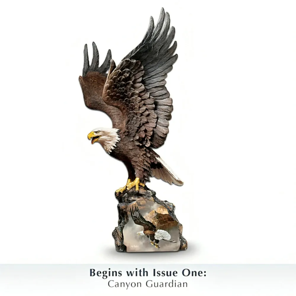 The Bradford Exchange Canyon Guardian Eagle Sculpture Handcrafted Tribute to Wildlife Guardians Winged Protectors Sculpture Collection Issue #1 by Ted Blaylock 13-inches