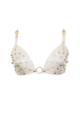 Tina Clear Vinyl Rhinestone Triangle Bralette