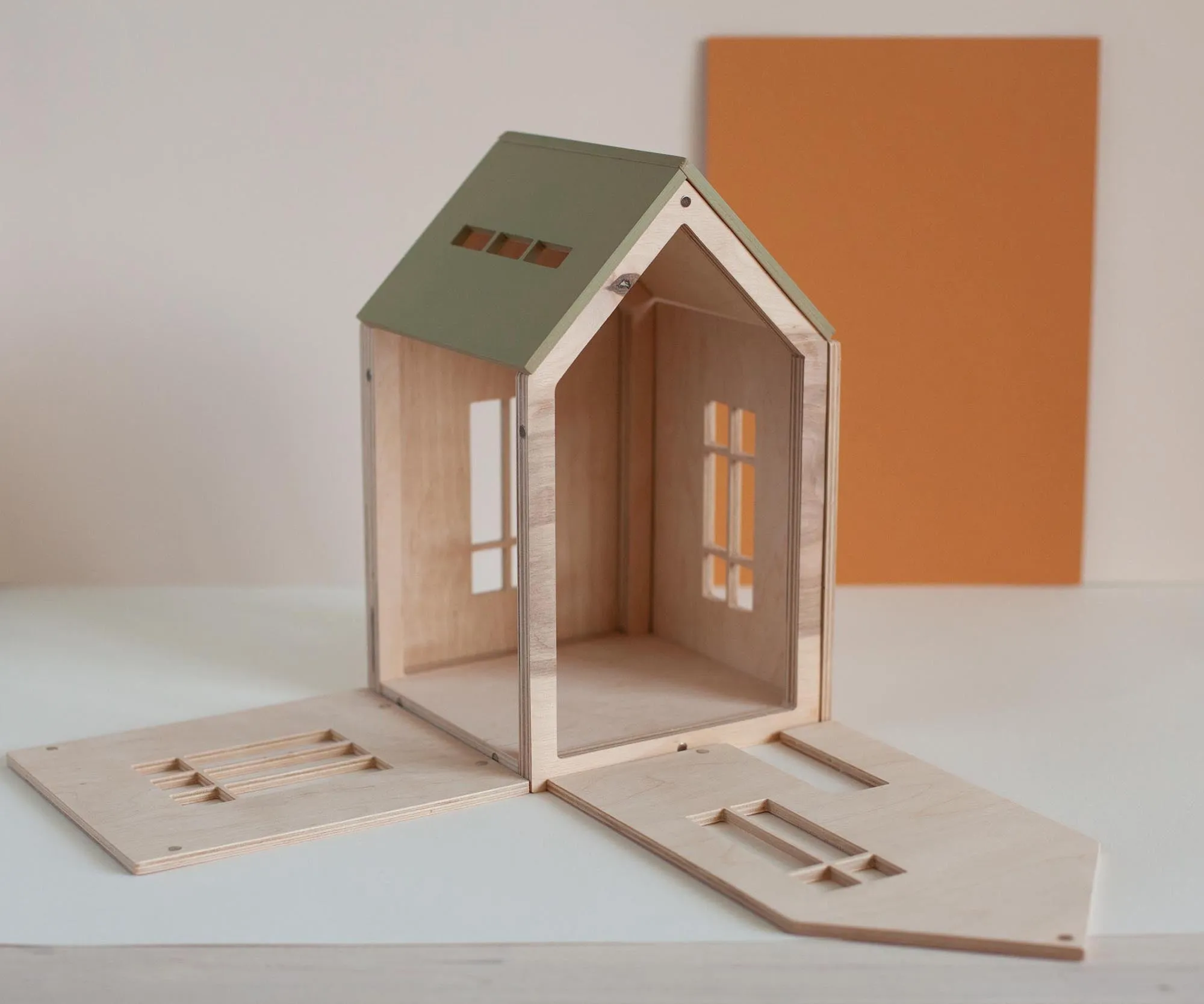 Wooden Dollhouse with Magnets - (L) Khaki by Babai