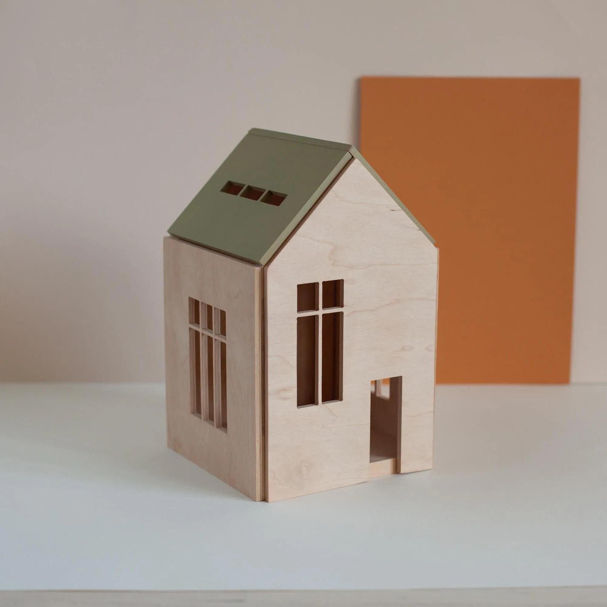 Wooden Dollhouse with Magnets - (L) Khaki by Babai
