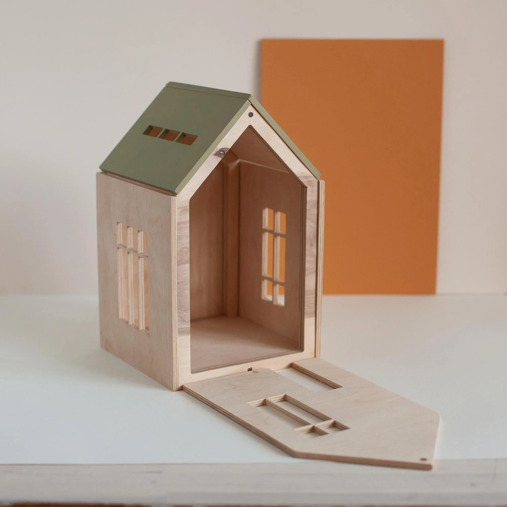 Wooden Dollhouse with Magnets - (L) Khaki by Babai