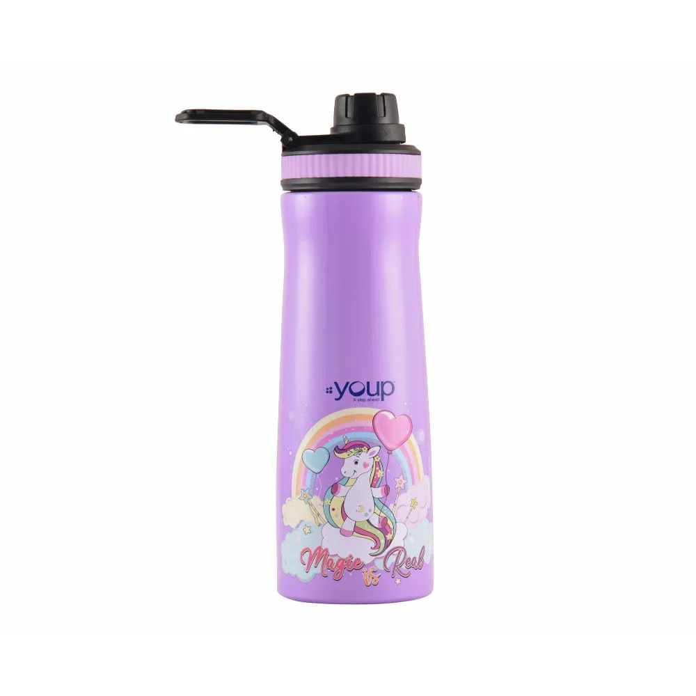Youp Stainless Steel Purple Color Unicorn Kids Water Bottle Euro - 750 Ml